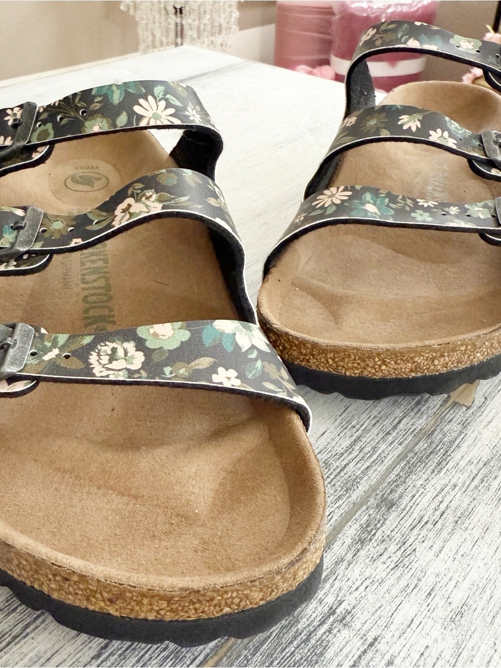Birkenstock Florida Fresh Vegan Floral Triple-Strap Sandals size L7M5 - Picture 4 of 11
